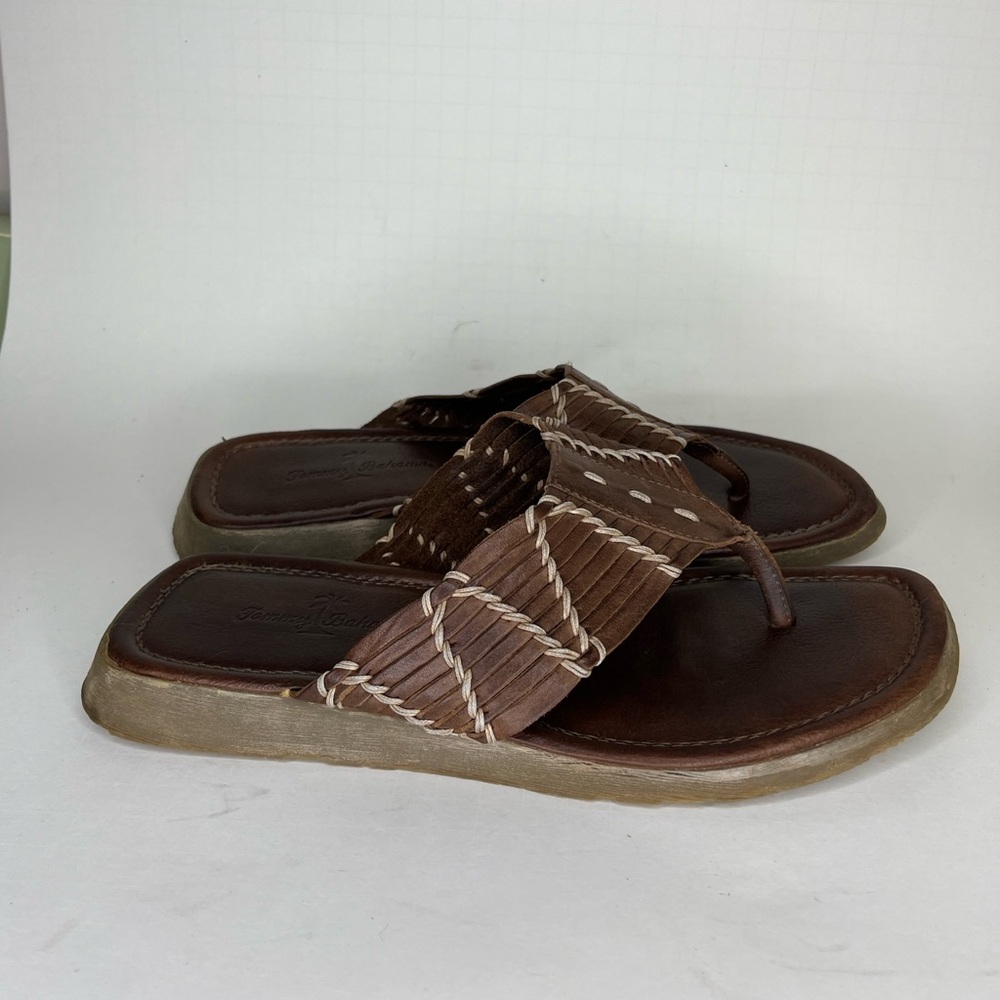 tommy bahama sandals Flip Flops Women Size 9D Brown Leather
